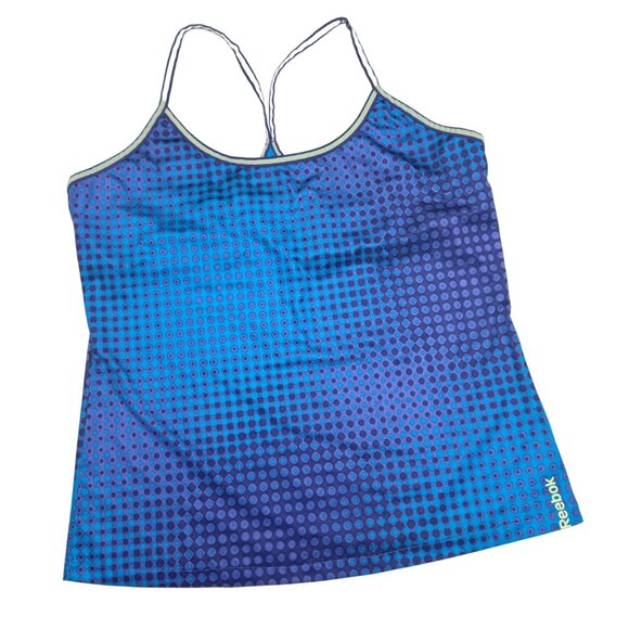 Vintage Y2K Reebok Blue Dot Racerback Tank Top Womens M Good Condition - Picture 1 of 7